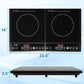 Heynemo Portable Dual Induction Cooktop, 1000W+800W Electric Double Burner Induction Cooker Hot Plate 8 Power 8 Temperature Settings, Countertop Burner with Timer, Black