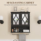 Superjoe Bathroom Medicine Cabinet with Mirror, Vanity Wall Mounted Storage Cabinet with Adjustable Shelves and Towel Bar, Hanging Wall Cabinet for Bathroom, Laundry, Living Room, Black