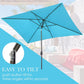 RoyalCraft 6.5 x 10 Ft Rectangular Patio Umbrella Aluminum Pole, Outdoor Table Market Umbrella with Crank, 6 Steel Ribs, Polyester Canopy, Light Blue