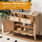 May in Color Sideboard Buffet Cabinet Set of 2, Farmhouse Solid Wood Frame with 2 Drawers and Doors, for Living Room Bedroom Kitchen Entryway, Natural