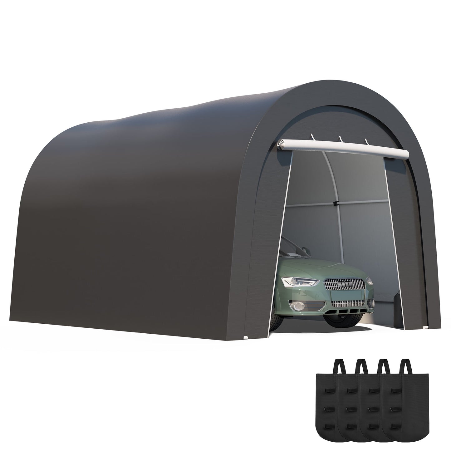Heynemo 10' x 15' Heavy Duty Carport with Weatherproof PE Cover and Steel Frame, Portable Outdoor Car Canopy Party Tent with 2 Roll up Doors