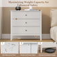 Heynemo Large White 3 Drawer Dresser, Painted 30 Inch Tall Wood Nightstand with Storage, Wide Modern Chest of Drawers with Ball Bearing Slide for Bedroom Hallway Living Room Entryway Office