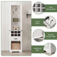 Royalcraft 75'' Tall Storage Cabinet with LED Light, Farmhouse Pantry Cabinet with Tempered Glass Adjustable Shelves & Wine Storage Rack, Freestanding Linen Tower for Bathroom, Living Room,White