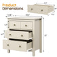 May in Color Beige 3 Drawer Dresser Set of 2, 27" Tall Nightstand Organizer, Wood Chest of Drawers with Storage, for Bedroom, Living Room, Entryway