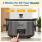 Sunvivi 4QT Digital Slow Cooker, Programmable Crock Pot with Locking Lid, Timer, 3 Heat Settings & Removable Ceramic Insert, Gray