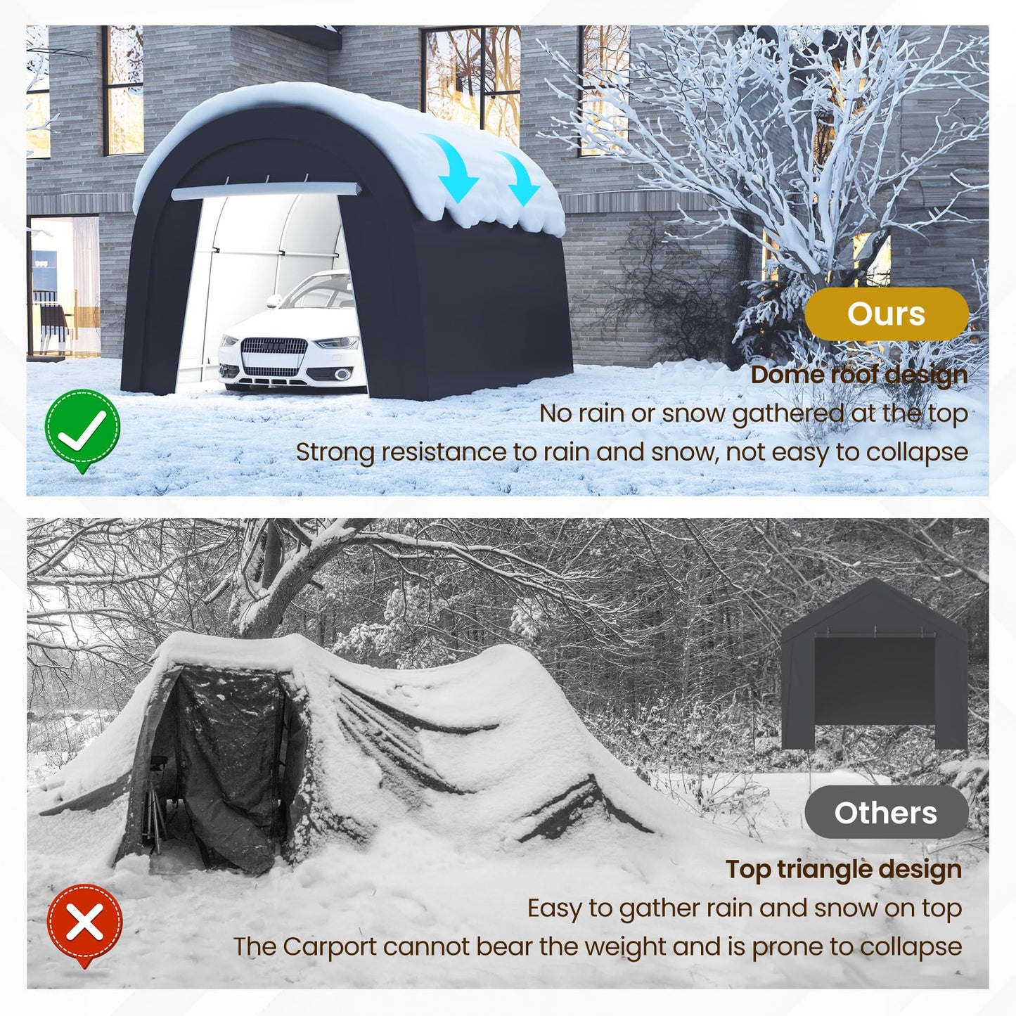 Heynemo 10' x 15' Heavy Duty Carport with Weatherproof PE Cover and Steel Frame, Portable Outdoor Car Canopy Party Tent with 2 Roll up Doors