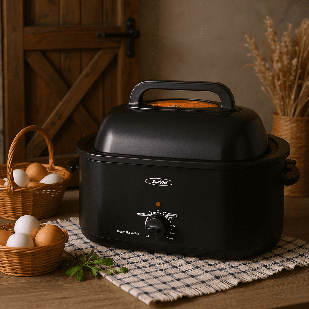 Sunvivi 24Qt Electric Rotisserie Roaster Oven - Large Capacity for Turkey/Chicken | Even Heating for Family Dinners, Holidays