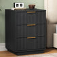 Heynemo Low 3-Drawer Dresser Set of 2, Modern Storage Cabinet with Wavy Drawers for Bedroom, Hallway, or Living Room, Black