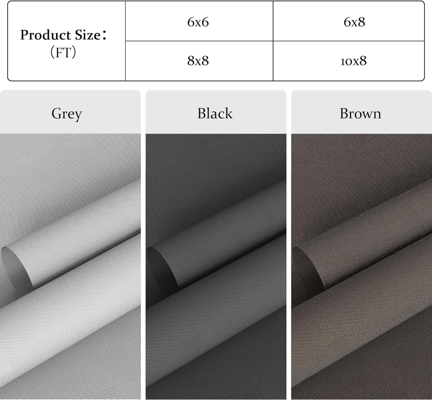 Superjoe Outdoor Roller Shades, 420GSM 95% Blackout Cordless Patio Roller Blinds with Pole, 6'Wx6'H Waterproof Blinds Roll Up for Gazebo Porch, Deck, Pergola, Grey