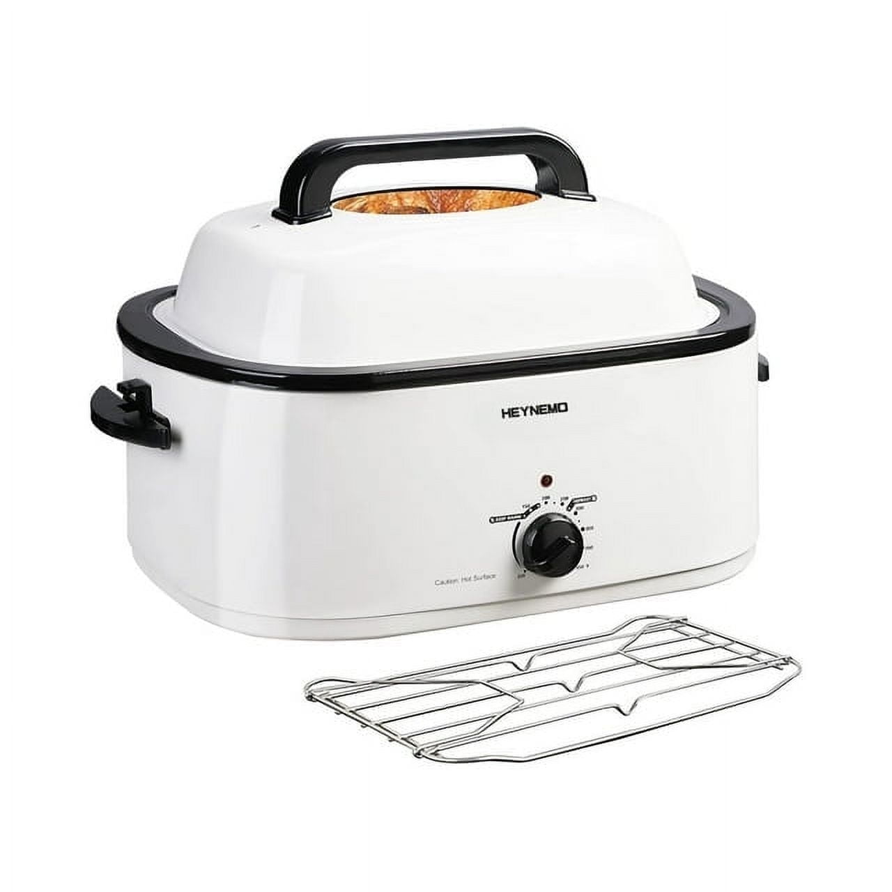 CozyHom 22-Quart Electric Roaster Oven with Visible Self-Basting Lid, Turkey Roaster Oven with Removable Pan and Rack, Perfect for Large Meals and Holiday Feasts, White