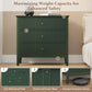 32" Green Fluted Dresser Nightstand, Wide Modern 3 Drawer Wooden Chest, Large Painted Storage Cabinet, for Bedroom, Closet, Hallway, Entryway
