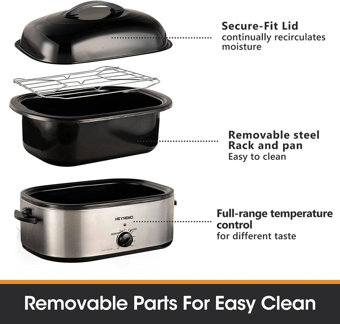 Superjoe 22 Quart Roaster Oven Turkey Oven Chicken Roaster for Cooking Warming, Stainless Steel Silver-1