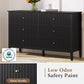 Black 6-Drawer Modern Wood Dresser, Fluted Chest with Ball Bearing Slide, Bedroom or Living Room Storage