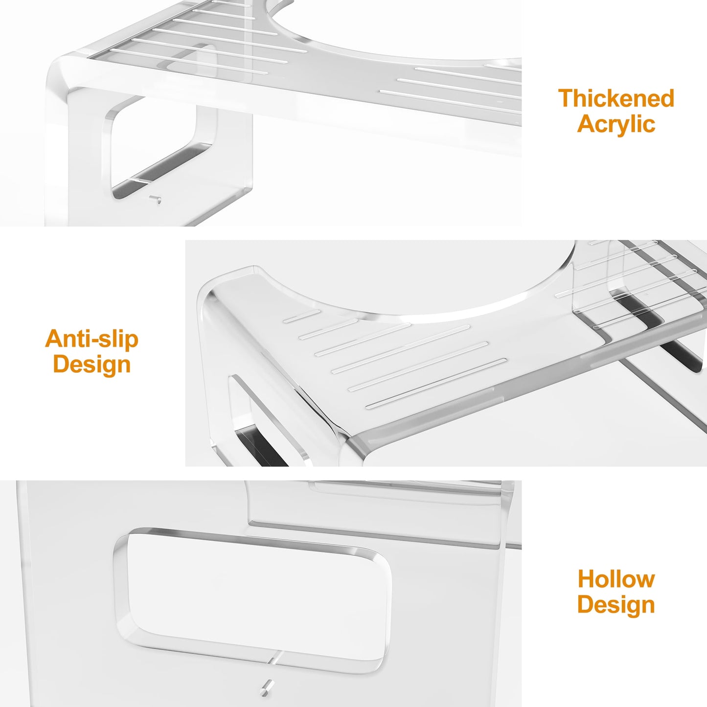7'' Tall Acrylic Toilet Stool, Modern Non-Slip Potty Stool for All Ages, Men & Women, Squatting Toilet Stool for Bathroom, Toilet Step Stool Foot Rest Stool