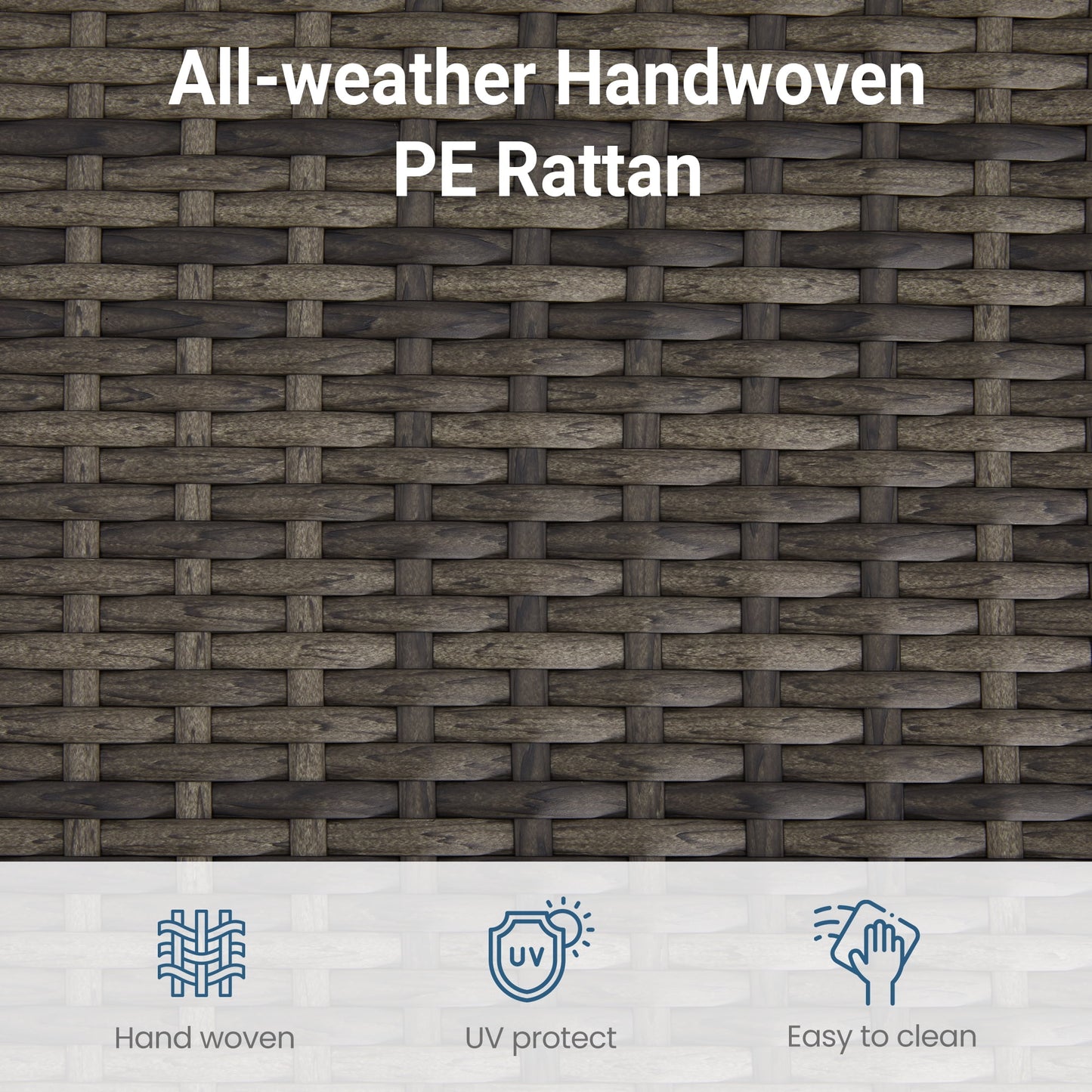 Heynemo 5-Piece Patio Furniture Set with Ottoman and Coffee Table, Outdoor Rattan Furniture Set with Gray Cushions