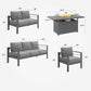 Superjoe 5 Piece Aluminum Outdoor Patio Bar Set with Fire Pit Table, Dark Gray