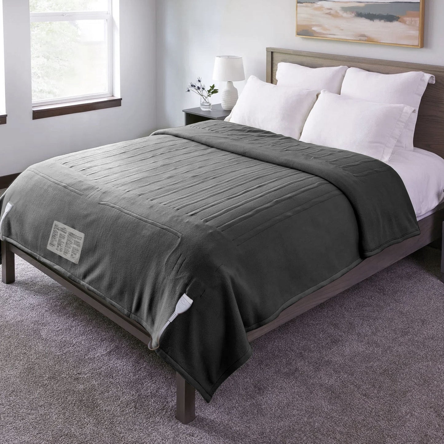 Superjoe Electric Blankets Queen Size 90'' x 84'' Dual Controllers Heated Blanket, 10 Heat Settings, 12 Hour Auto-off Timer, Warm Winter Gifts, Gray