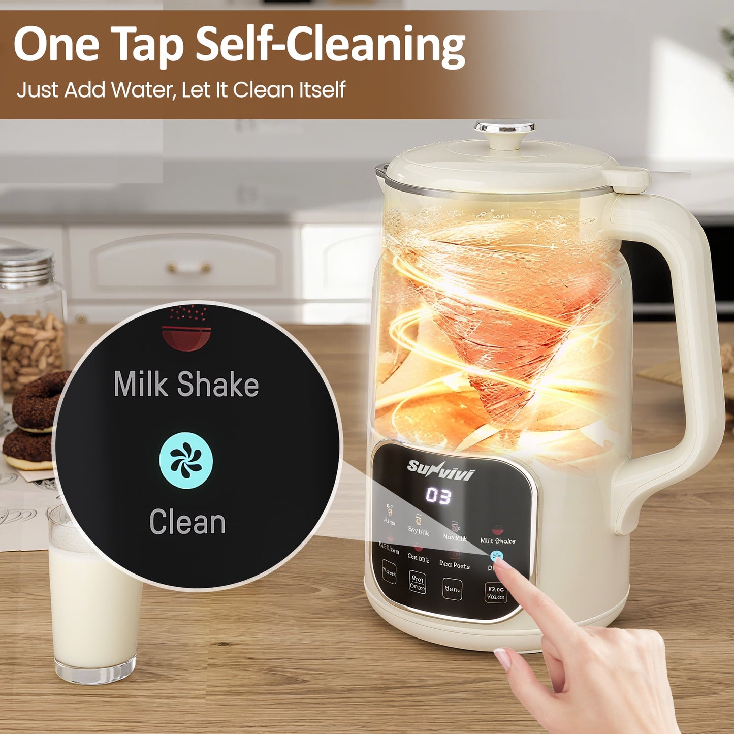 Heynemo 8-in-1 Nut Milk Maker, 60oz Soy Milk & Nut Milk Processor, Delay Start, Keep Warm, Self-Clean, Juice, Milkshake, Rice Paste