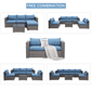Superjoe 2 Pcs Patio Sectional Sofa Set Outdoor Corner Sofa Conversation Set,Blue
