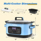 Heynemo 12-in-1 Digital Programmable Slow Cooker, 6.5 QT Large Multicooker, Multi-Cooker with Timer, Temp Control, Blue