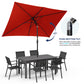 Heynemo 10x 6.5ft Rectangular Patio Umbrella, Outdoor Table Market Umbrella with Crank, 6 Steel Ribs, Polyester Canopy, Aluminum Pole,Red