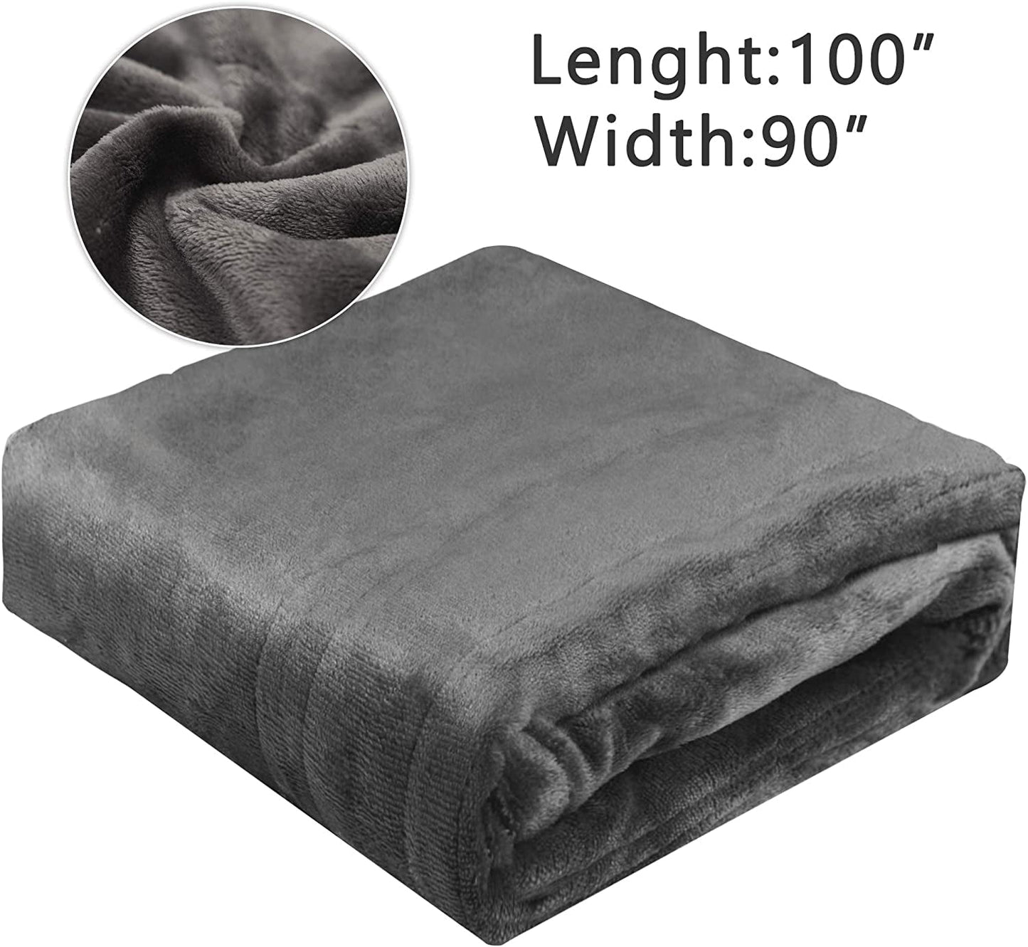 Heynemo Electric Blanket King Size 100" x 90" Heated Blanket, Dual Controllers 10 Heat Settings Auto-off Timer, Grey