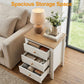 May in Color Tall 3 Drawer Nightstand Set of 2, Modern Bedside Table with Solid Wood Knobs, Wood Side Table for Bedroom, Living Room, White