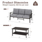 Heynemo Outdoor Patio Furniture Set, 2 Piece Patio Conversation Set, Metal Furniture Set with 3 seat Sofa for Porch Backyard, Black Metal Chair with Gray Cushions