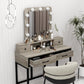 Royalcraft Makeup Vanity Table Set with Sliding Lighted Mirror