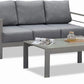 Superjoe Outdoor 2 Seats Patio Aluminum Sofa Furniture, All-Weather Couch Loveseat Gray Metal Chair with Cushions, Dark Grey