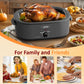 Sunvivi Electric Roaster Oven 20 Qt with Self-Basting Lid, 150-450°F Temp Control, Gray