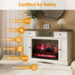 May in Color White TV Stand with 28'' Fireplace, Media Console Table with Adjustable Shelves, Entertainment Center with Double-door Design for Living Room, Bedroom