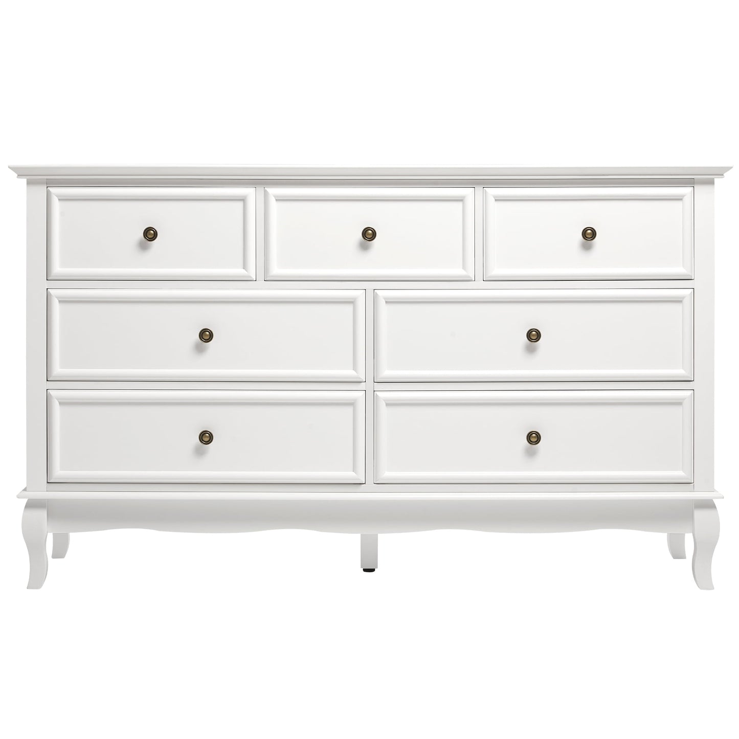 May in Color 7 Drawer Dresser with Solid Wood Legs for Bedroom, Living Room, Hallway