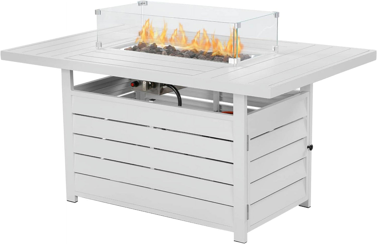 Superjoe 60x50 Rectangular Liquefied Petroleum Aluminum Fire Pit Table with Weather Protection