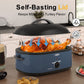 Sunvivi 18QT Roasting Oven with Self-Basting Lid Removable Pan, 150 to 450F Temperature Control Cool-Touch Handles,Blue