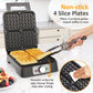 Heynemo Electric Waffle Maker 4 Slices, Stainless Steel Waffle Iron with Adjustable Heat, Nonstick Coating & Cool Touch Handle