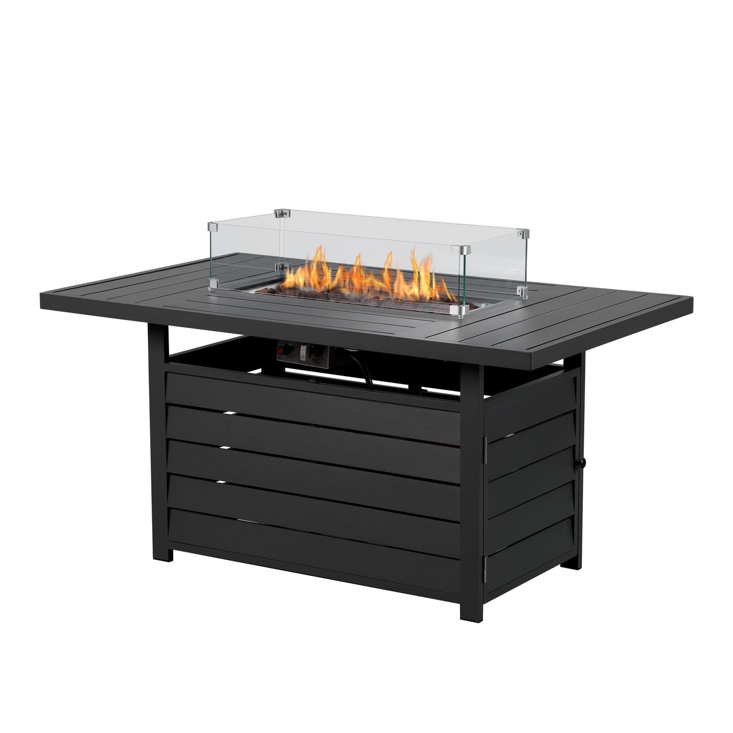 Superjoe 54” Rectangular Propane Fire Pit Table with Stainless Burner Waterproof Cover