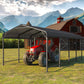 Heynemo 12x20 FT Metal Carport, Heavy Duty Canopy with Updated Roof & Enhanced Base, Multi-Use Carport Garage for Car, Truck, Boat, Tractors, Party, Grey