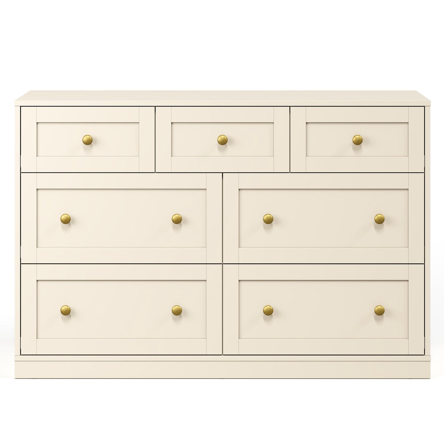 May in Color Dresser for Bedroom with 7 Drawers, Wood Drawer Organizer for Bedroom, Living Room, Hallway, Beige