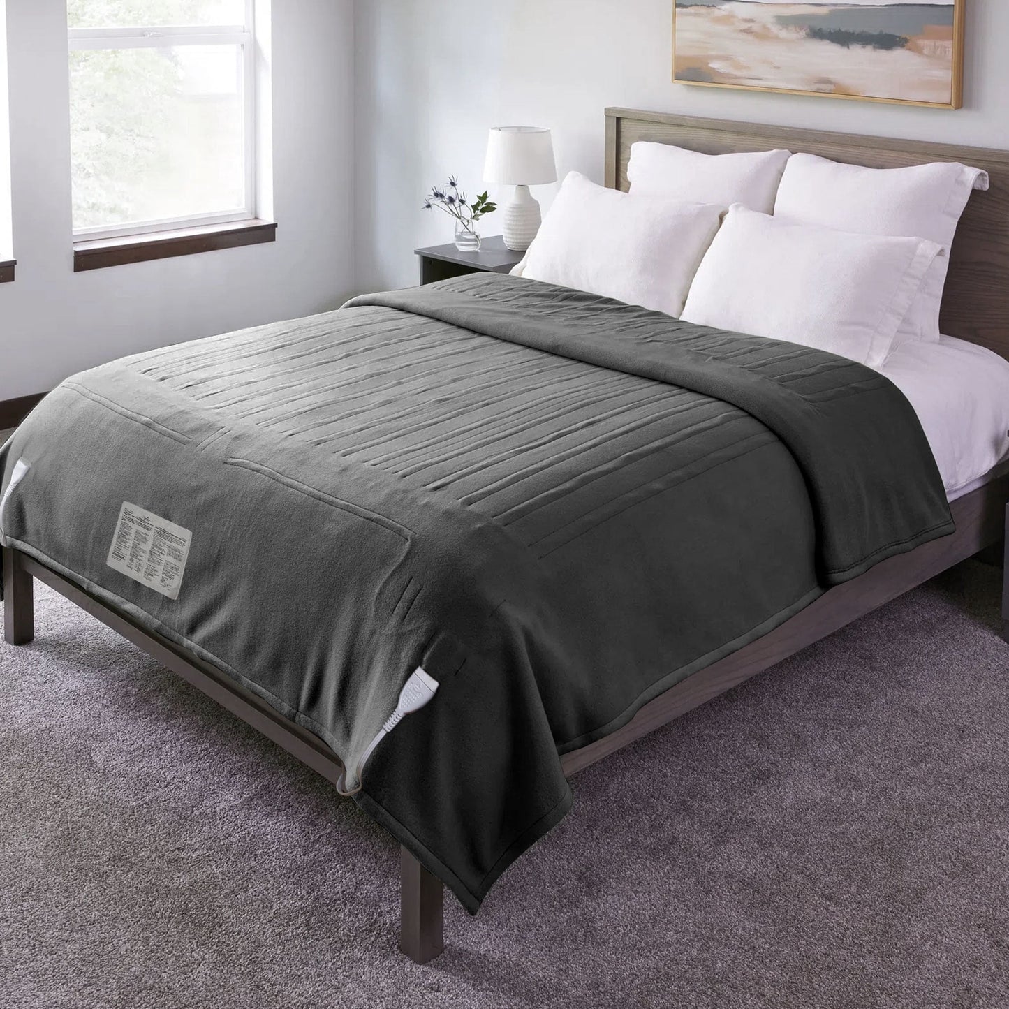 Superjoe Electric Blankets King Size Heated Blanket 100'' x 90'' King Blanket with Dual Controllers, 10 Heat Settings, Auto-off Timer, Gray Warm Gifts