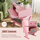 RoyalCraft Nightstand with LED Light Strips, Rotating Drawer & Glass Door Storage, Pink