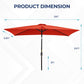 CozyHom 10*6.5 ft Outdoor Patio Rectangle Beach Umbrella, Square Pool Sun Shade with Tilt and Crank 6 Sturdy Rib, Deck/Lawn Market Aluminium Umbrella, Red