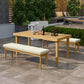 RoyalCraft Acacia Patio Bench Set of 2, Upholstered Bench with Thick Cushion, Modern Wood Outdoor Dining Bench for Porch, Backyard, Garden, Indoor, Beige