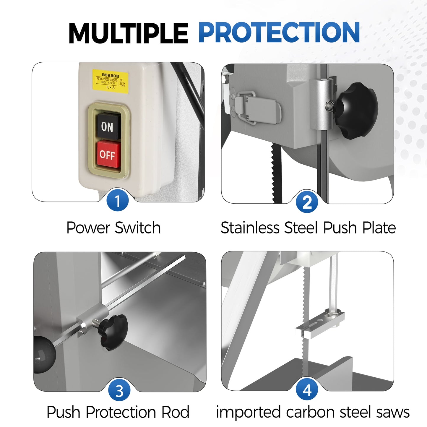 Sunvivi 1500W Electric Meat Saw, Bone Cutting Bandsaw with 5 Blades, Adjustable Thickness for Beef, Pork, Chicken, Fish