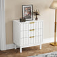 May in Color Fluted 3 Drawer Dresser Set of 2, Wood Closet Organizer for Bedroom, Living Room, Entryway, White
