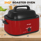 Superjoe 24 QT Electric Stainless Steel Turkey Roaster Oven, Self-Basting Lid Removable Insert Pot , Red
