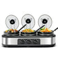 Superjoe Electric Slow Cooker Buffet, 3-Pots Stainless, Server Black 4.5qt 3-Crock
