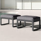 Heynemo 2 Pieces Aluminum Outdoor Patio Ottoman Set, Outdoor Foot Stools with Thick Cushion, Small Seat Furniture for Porch Balcony Backyard, Grey