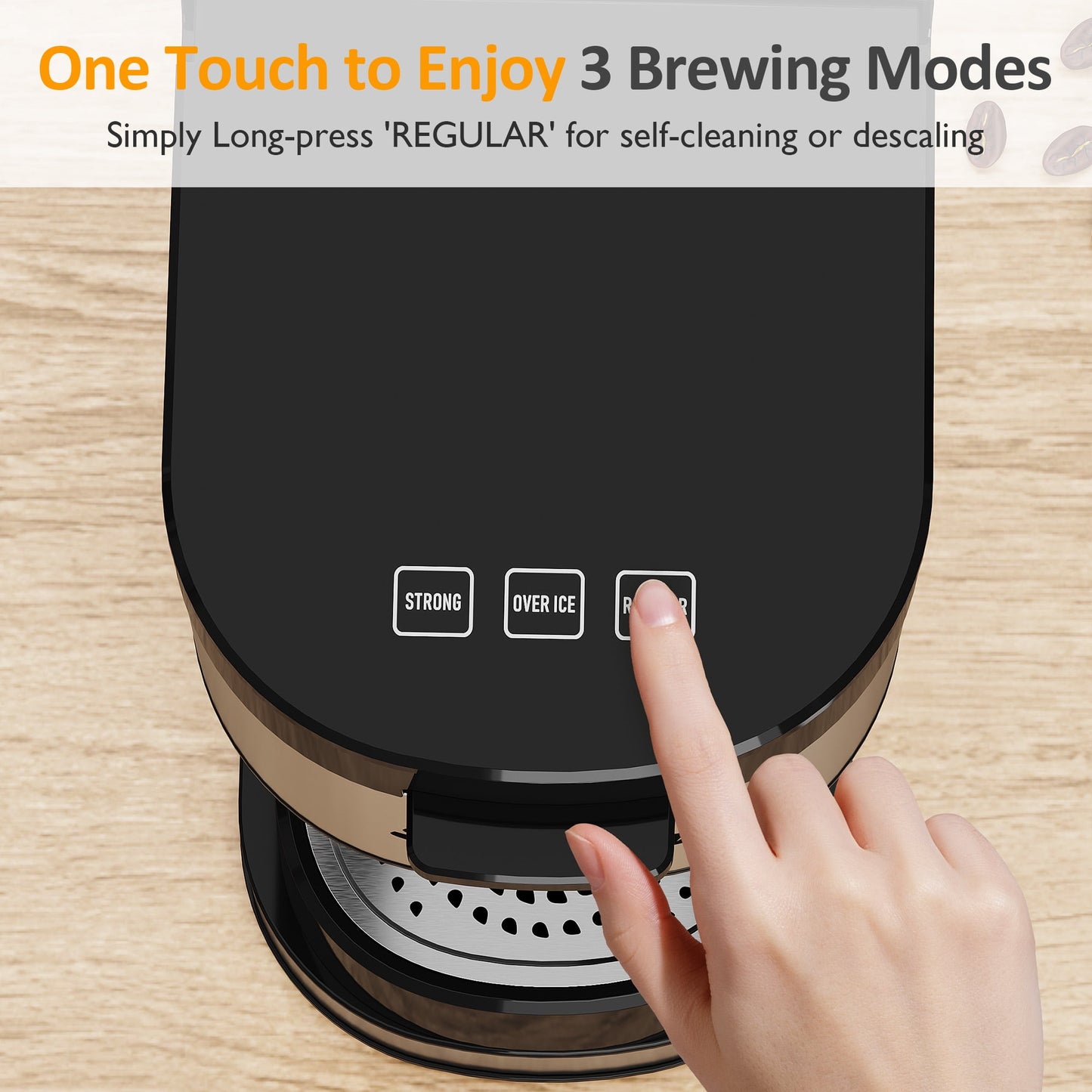 Heynemo 3-in-1 Iced & Hot Coffee Maker, Single Serve Machine - Removable Reservoir - Black