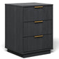 Heynemo Low 3-Drawer Dresser Set of 2, Modern Storage Cabinet with Wavy Drawers for Bedroom, Hallway, or Living Room, Black